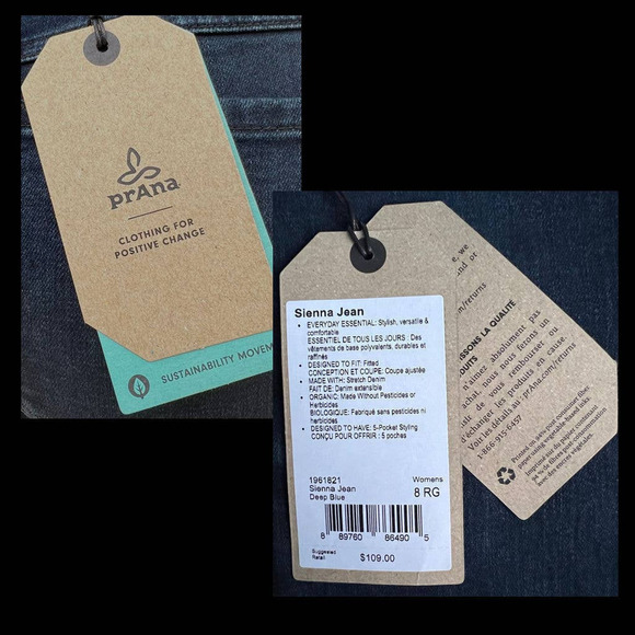 PrAna Mid-rise Sienna Organic Cotton Blend Stretch Jean Size 8RG 29"Wx31"Inseam - Picture 7 of 8